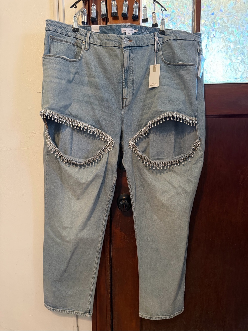 Good American high-rise Icon straight with crystal detail